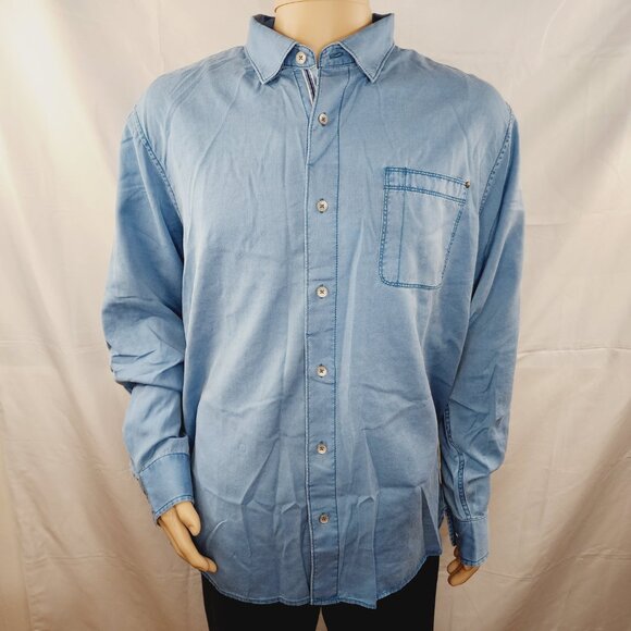 TOMMY BAHAMA Men Tahitian Twilly LS Mamba Blue Denim Blue Shirt XLT NWT 11094 - Picture 1 of 12